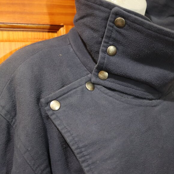 Parachute Canada Vintage Navy High Collar Belted Long Coat Architectural 80s - Picture 6 of 16